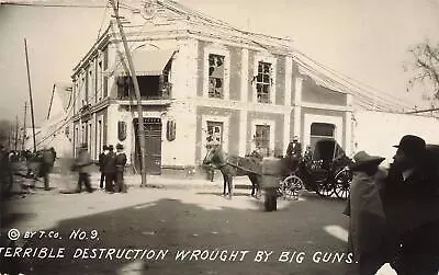 1913 Mexican Revolution RPPC Mexico City Gun Holes 10 Tragic Days Photo Postcard • $100