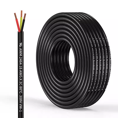 18 Gauge 3 Conductor Electrical Wire Oxygen-Free Copper Cable 25FT/7.7M Flexible • $24.55