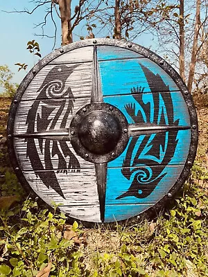 £117.60 • Buy Shield Battle Ready Viking Wooden Shield Medieval Viking Shield Ragnar Viking