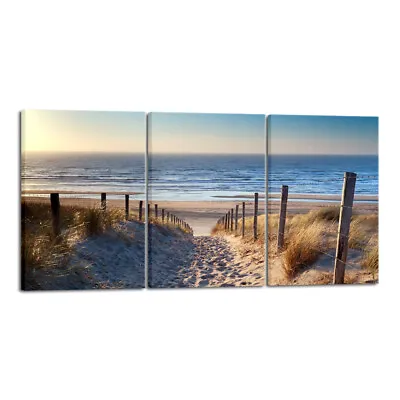 3 Piece Beach Coastal Sand Dune Canvas Prints Modern Stretched Wall Art Seascape • $42.39