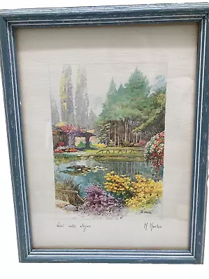 M. Marten Watercolor Painting Lights In The Pond  - Luci Nello Stagno 8.5 X 6 • $285.50