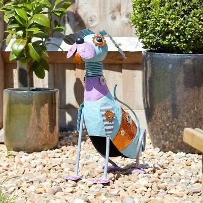 Garden Decoration Dog Figurine Metal Funky Animals Colorful Animal Ornament • £19.99