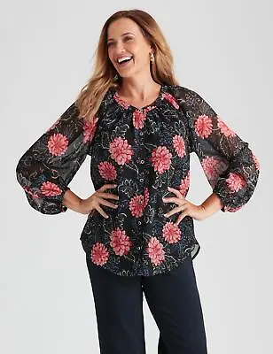 MILLERS - Womens Tops -  Long Raglan Sleeve Printed Blouse • £12.22