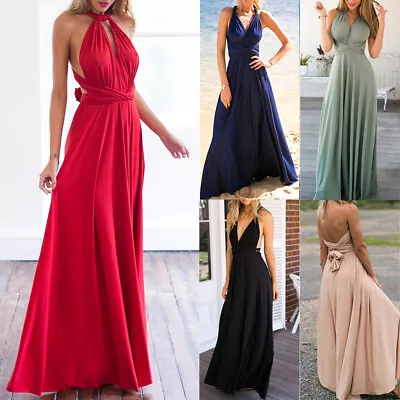 Women's Sexy Boho Maxi Club Red Dress Bandage Long Dress Party Bridesmaids • $17.39