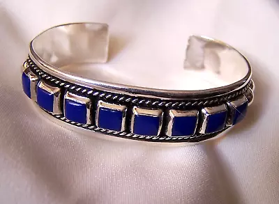 Taxco Cuff Bracelet  Lapis ..925 Sterling Silver New & Stunning! • $65.25