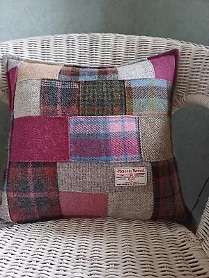 Bespoke Hand Made Patchwork  Harris Tweed Cusion 16 X16   Mixed Colours • £35