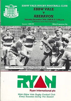 Ebbw Vale v Aberavon 30 Dec 1989 Ebbw Vale RUGBY PROGRAMME • £4.99