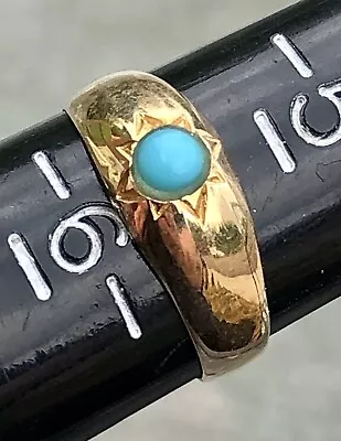 Vtg 14k Persian Blue Turquoise Solitaire Ring- Sz 5.5 • $195