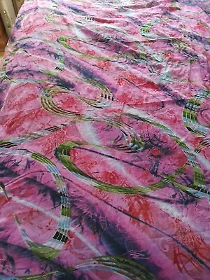 $25.19 • Buy Digital Print Pretty Batik Style Semi Sheer Dress Fabric Pretty Colors 3.5 Yards