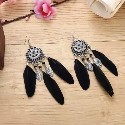 Fashion Women Bohemian Vintage Earrings Moon Lotus Feather Beads Leaves 1487 • $5.99