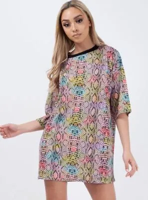 £7.99 • Buy Ladies Stripe Printed Baggy Oversized Boyfriend T-Shirt Dress Tunic Longline Top