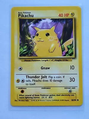 Pokémon TCG Pikachu Base Set 58/102 Regular Unlimited Common Near Mint • $0.99