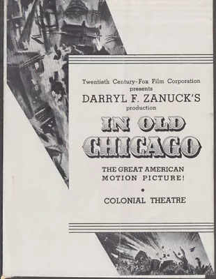 Zanuck's In Old Chicago Movie Program Colonial Theatre Boston 1938 • $9.99