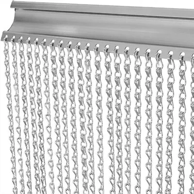 214x90CM FLY SCREEN CHAIN CURTAIN ALUMINUM DOOR METAL INSECT BLINDS FRAME MESH • £42.99