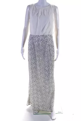 Aidan Mattox Women's Sequin Sleeveless Gown White Size 8 • $34.01