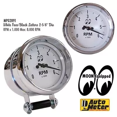 White Small Moon Eyes Tachometer 6 Volt Positive Or Negative Ground  2-5/8  • $314