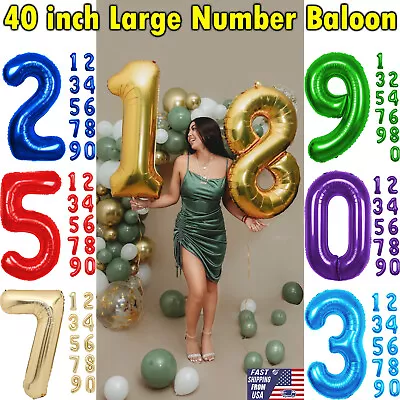 40  Large Foil Number Balloons For Birthday Balloons Helium Float Party Balloons • $7.47