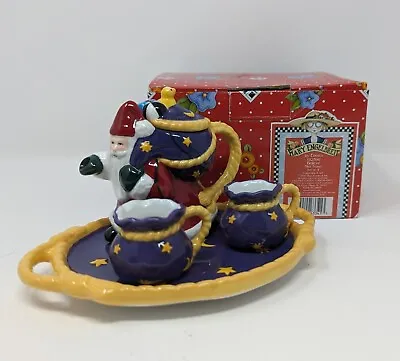 Vintage Mini Tea Set (Believe) Christmas Mary Engelbreit Santa 1999 Stars Enesco • $29.95