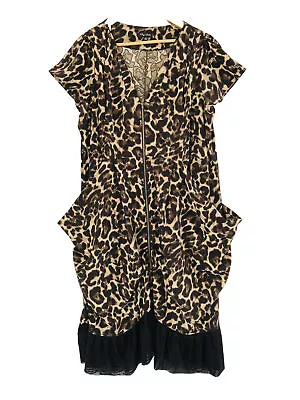 City Chic Animal Print Dress Sz XL (22 App) Black Brown Non Crease • $49