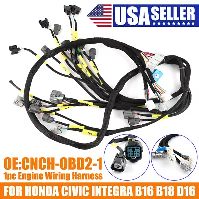 For OBD2 B&D Series Honda Civic Integra B16 B18 D16 Tucked Engine Wiring Harness • $63.99