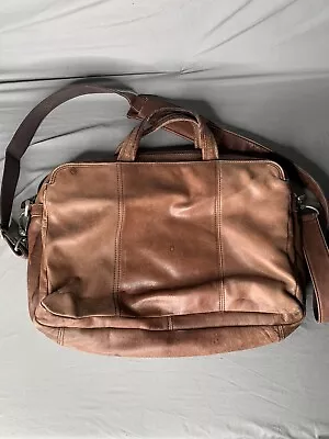 Brown LEATHER Organizer Messenger Crossbody Bag  EL PORTAL Aa72 • $75