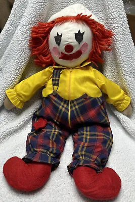 Vintage Handmade 25” Cotton Cloth Clown Mime Rag Doll From Butterick Pattern • $16.98