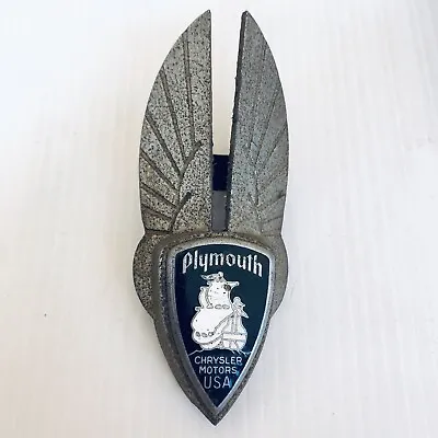 Vintage 1935 1936 Plymouth Winged Enamel & Metal Grille Grill Emblem Ornament • $200