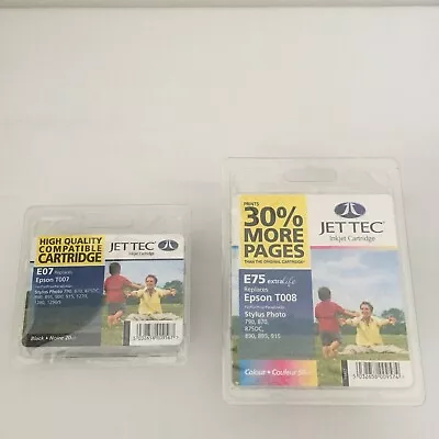 £4 • Buy 2 Pack Jet Tec EO7/E75 For Epson Printer Ink Black And Colour T007/T008