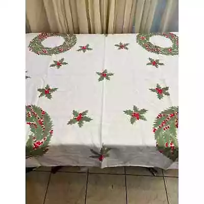 Vintage Tablecloth Christmas Holiday VERA NEUMANN 48  X 48   • $38