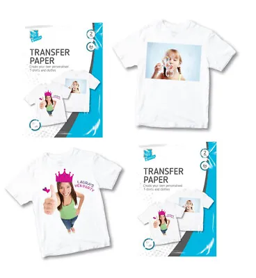 A4 Iron On T Shirt Transfer Paper For Light Fabric Heat Press Inkjet Printer • £3.99