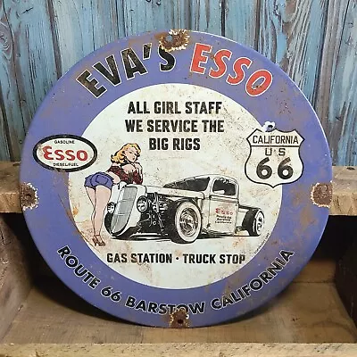 Vintage 1962 ESSO Pinup Girl Gas Station Truck Stop Porcelain Metal Sign • $9.95