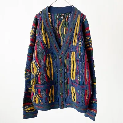 Vintage Coogi 3D Cotton Knit Cardigan Sweater Multicolor Made In Australia Sz M • $209