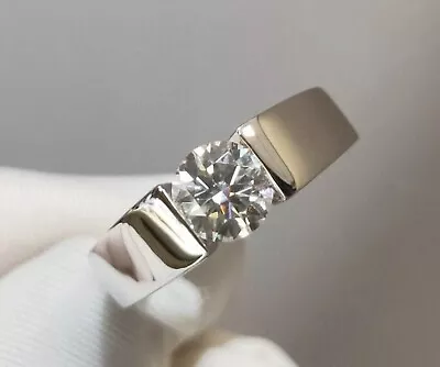 Moissanite Engagement Ring Tension Set Gentelmen Ring Wedding Ring Gift For Him • $247.50