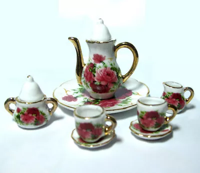 8pcs 1/6 Dollhouse Miniature Dining Ware Porcelain Dish Cup Plate Coffee Tea Set • $10.73