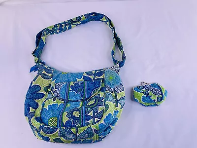 Vera Bradley Daisy Blue Green Floral Crossbody Quilted Bag W/ Match Coin Purse • $13.45