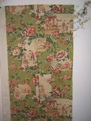 Brunschwig & Fils Nippon Toile  Remnant 22.50  W X 54  Long Clr Green Multi • $54