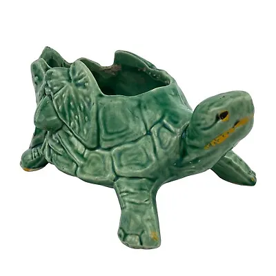 Vintage Mc Coy Art Pottery Green Turtle Planter Water Lily  8  • $65