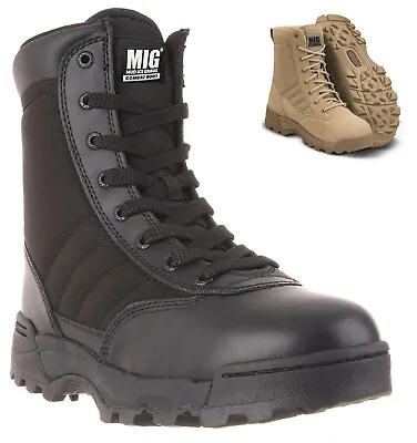 Mens Army Combat Boots By MIG Size 3 To 11 UK - SECURITY POLICE BIKER PAINTBALL • £21.99