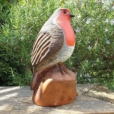 £69.99 • Buy Chainsaw Carved Garden Bird Robin - Bespoke Wooden Garden Ornament Sculpture