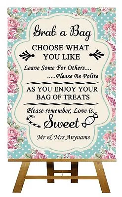 £9.95 • Buy Shabby Chic Candy Buffet Sweet Cart Poem Personalised Wedding Sign