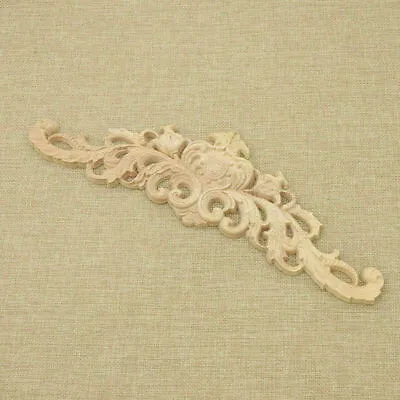 Carved Unpainted Wood Applique Door Wall Furniture Onlay Frame Corner Decor Accs • $4.89