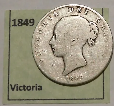 British Silver Half Crown - 1849 (Rare Date) - Queen Victoria • $42