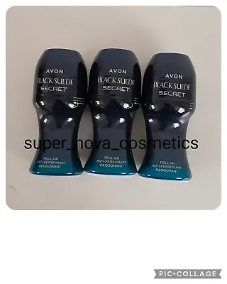 £8.99 • Buy Avon Black Suede Secret Roll-On Anti-Perspirant Deodorant - 50ml X 3 New (17)