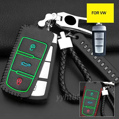 $26.50 • Buy Leather Luminous Remote Key Cover Case Fob Holder For VW Passat CC Magotan Shell