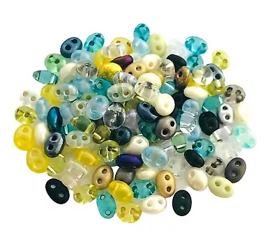 $4.99 • Buy 20 Grams Assorted Color Lined Czech Super Duo Twin Double 2 Hole Glass 5mm Beads