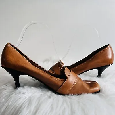 ENZO ANGIOLINI  Brown Leather Eadanette Pump Heels ~ Size 6.5M • $22