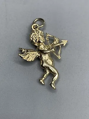 9ct GOLD CUPID PENDANT / CHARM • $327.77