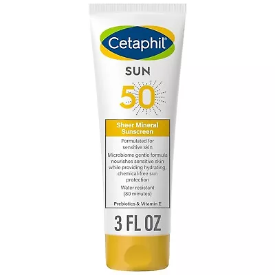 Cetaphil Sheer Mineral Sunscreen Lotion For Face & Body | 3 Fl Oz  -Exp 05-2024 • $5.99