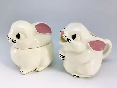 Vintage Rabbit Sugar And Creamer Set Ceramic Bunny • $16.99