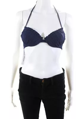 La Perla Womens Pleated Halter Bikini Swimsuit Top Navy Blue Size IT 40 • $41.49